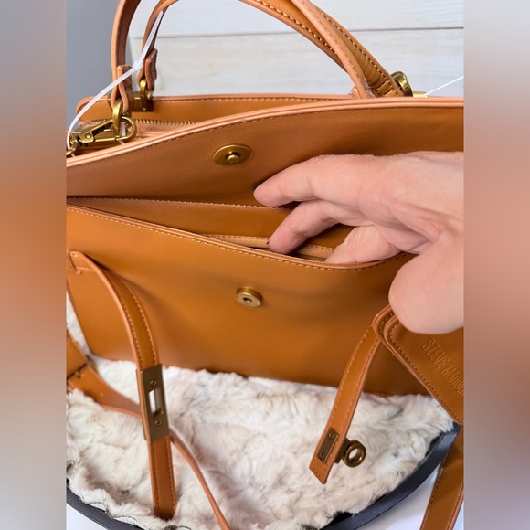 Steve Madden Large Satchel in Carmel with Bronze Turnlock Hardware NWT - Picture 17 of 17